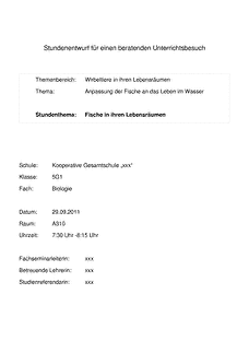 Unterrichtsentwurf / Lehrprobe / Musterstunde