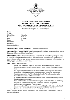 Unterrichtsentwurf / Lehrprobe / Musterstunde