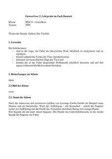 Unterrichtsentwurf / Lehrprobe / Musterstunde