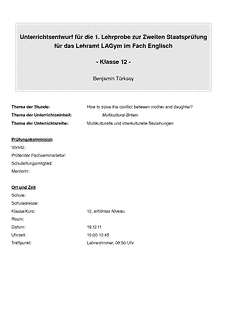 Unterrichtsentwurf / Lehrprobe / Musterstunde