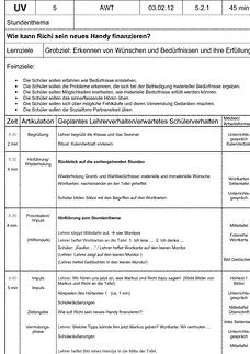 Unterrichtsentwurf / Lehrprobe / Musterstunde