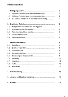 Unterrichtsentwurf / Lehrprobe / Musterstunde