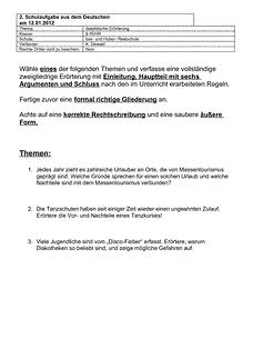 Schulaufgabe / Klausur