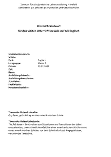 Unterrichtsentwurf / Lehrprobe / Musterstunde