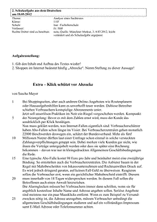 Schulaufgabe / Klausur
