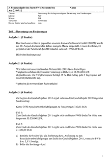 Schulaufgabe / Klausur